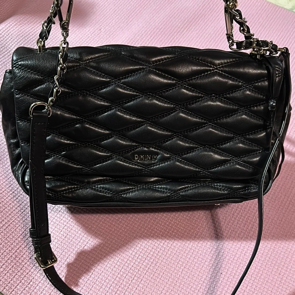 DKNY Slouchy Quilted Women's Crossbody Shoulder Soft Lamb Leather Snap Handbag